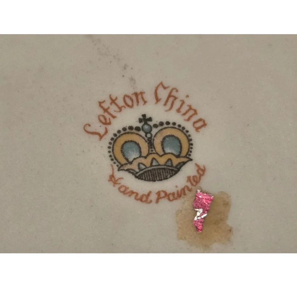 Lefton China Violin Trinket‎  Ivory Pink Gold Floral Vintage Rose
